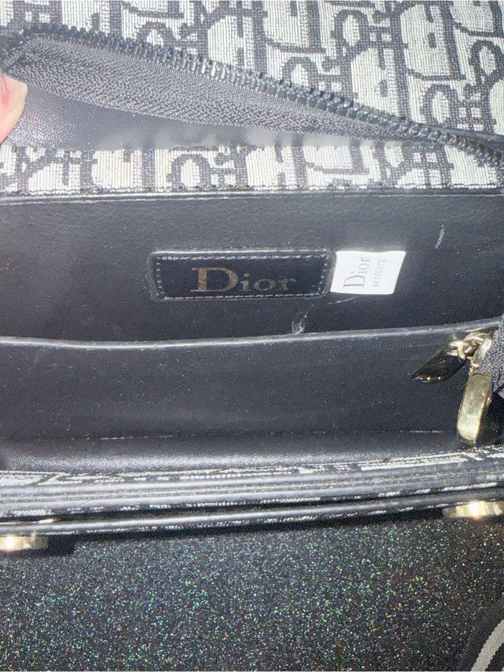 Dior Black and White Logo Jacquard Wallet Crossbody - Picture 3 of 7